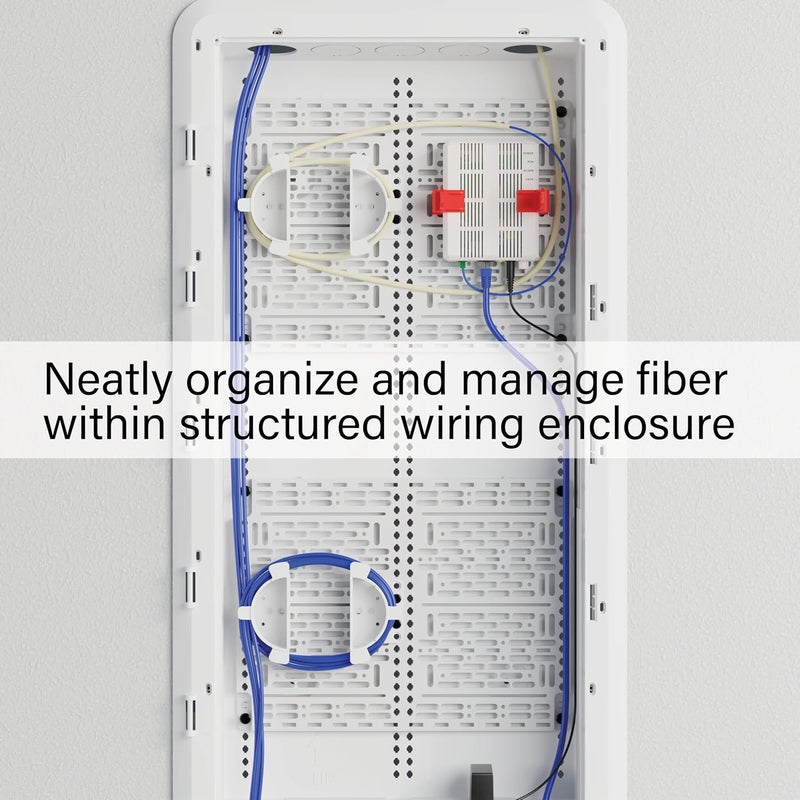 OnQ Legrand - Universal Mounting Plate 10 Inch, Secure Devices in Structured Media Enclosure Mounting Plate, Mounting Plate with 2 Rachet Clamps, Recessed Wall Plate to Organize Cable, White, AC1040F - Image 2